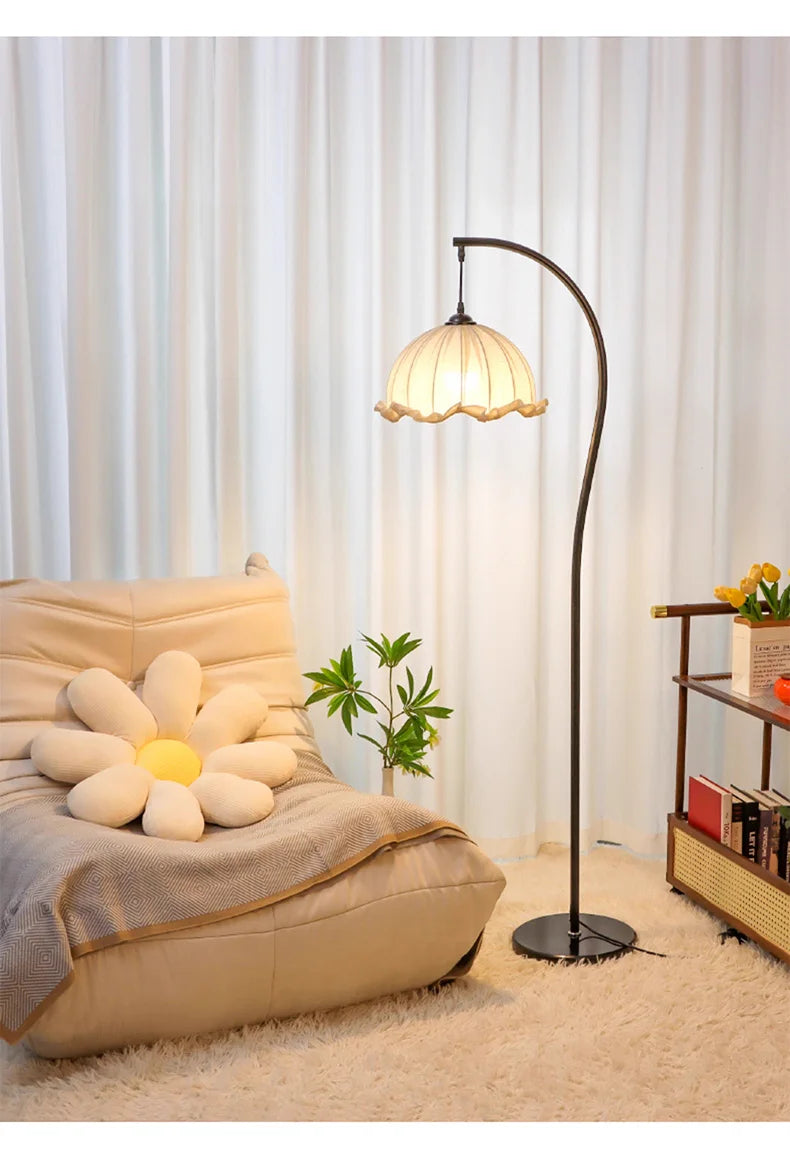 Nordic Linen Fabric Led Floor Lamps Living Room Sofaside Atmosphere Lights Home Lighting Bedroom Bedside Lustre Lamp Fixtures