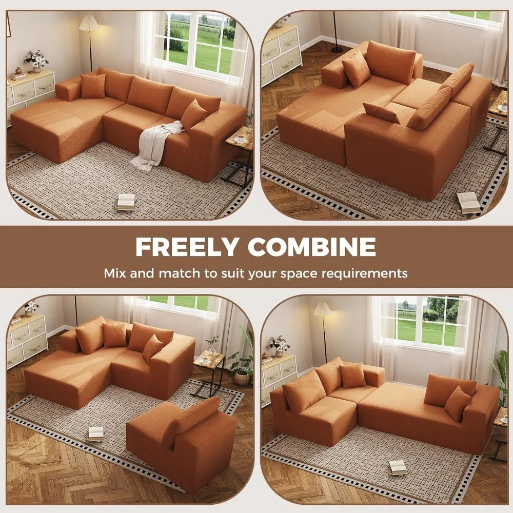 Modular Sectional Sofa – 107″ L-Shaped Cloud Couch with Chaise (4-Seater)