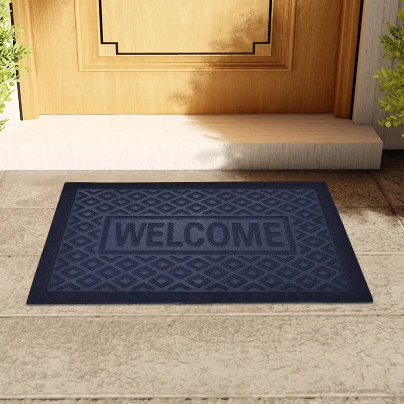 Heavy duty rubber welcome mat - anti slip, dust-proof home entrance door mat, durable and washable carpet,