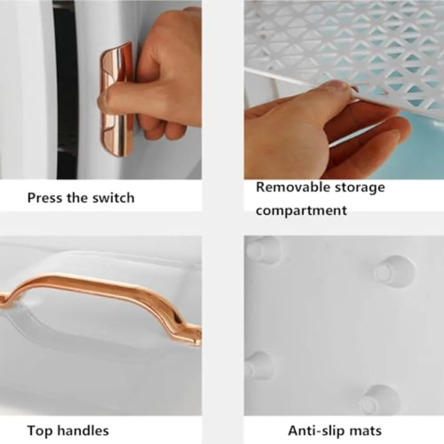 20L Mini Makeup Fridge with LED Mirror AC/DC Portable Beauty Skincare Refrigerator for Skincare Drinks Makeup and Food Bedroom