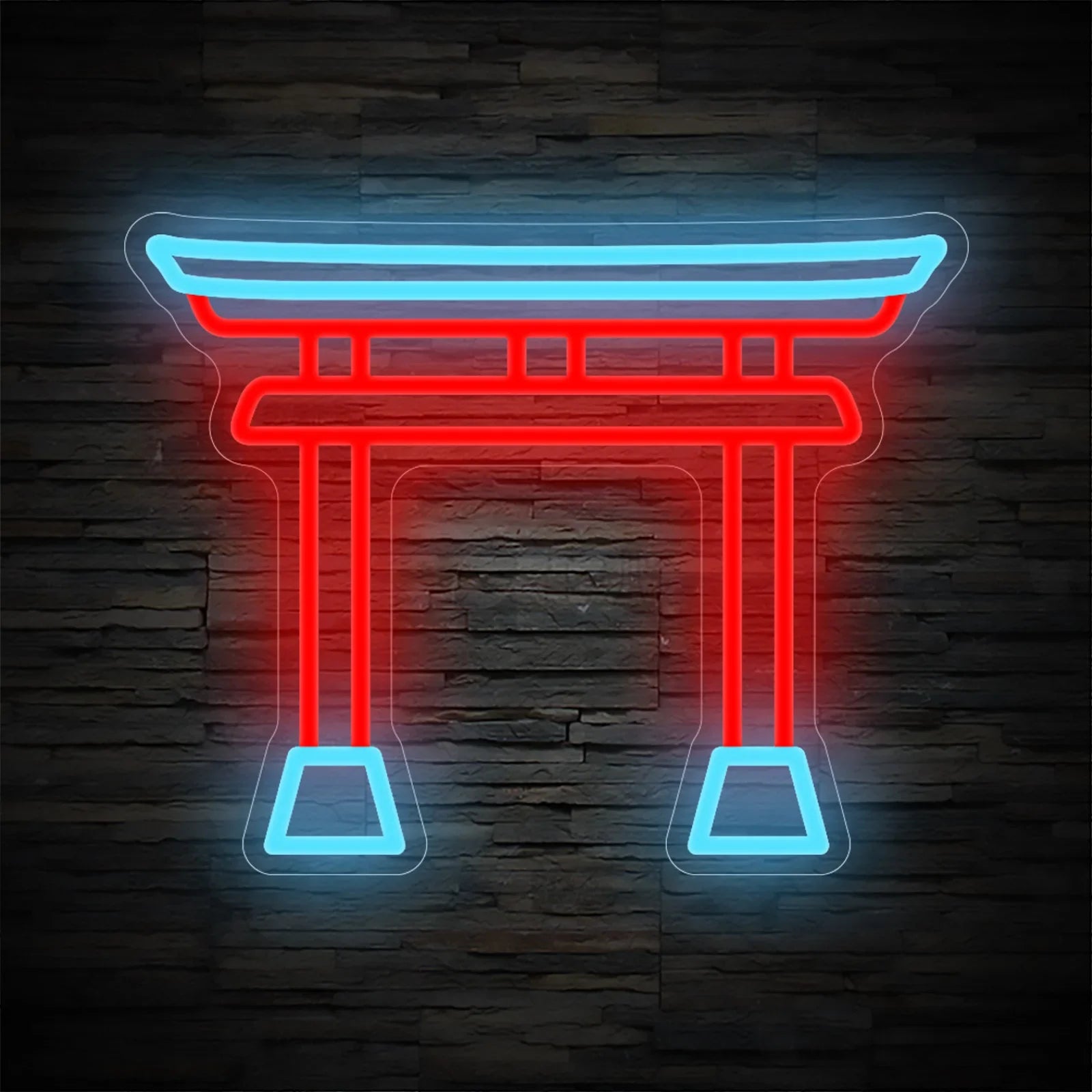 USB Dimmable Japanese Torii Gate Neon Sign with Remote Control Red Blue LED Light for Home Bar Zen Decor Anime Wall Art Gift