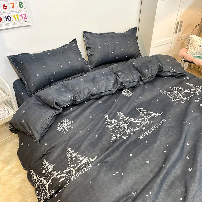 1Pc Ins Style Aloe Vera Cotton Quilt Cover Set Pillowcase Suitable for Bedroom Apartment, Suitable for All Seasons, Skin-Friendly and Comfortable 150/180/200cm(1Pc Quilt Cover + 2Pc Pillowcase)