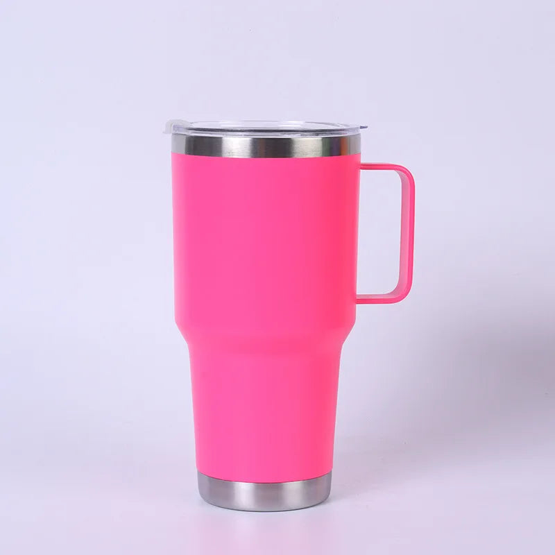 Steel Handle Vacuum Tumbler – 20oz / 30oz Double-Wall Insulated Cup
