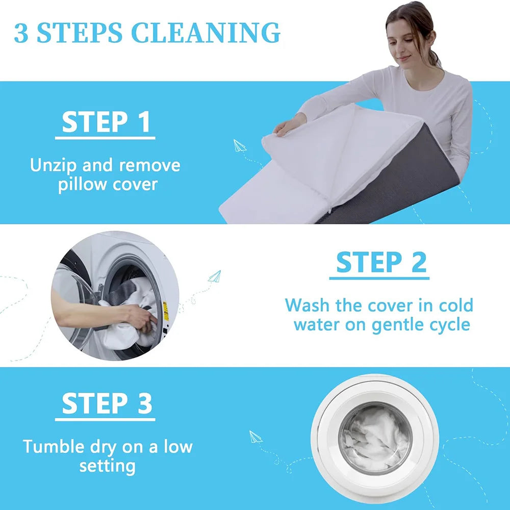 Bed Wedge Pillow for Sleeping, Soft Memory Foam Top, Triangle Pillow Wedge, Body Positioners for Leg Elevation, Snoring Relief