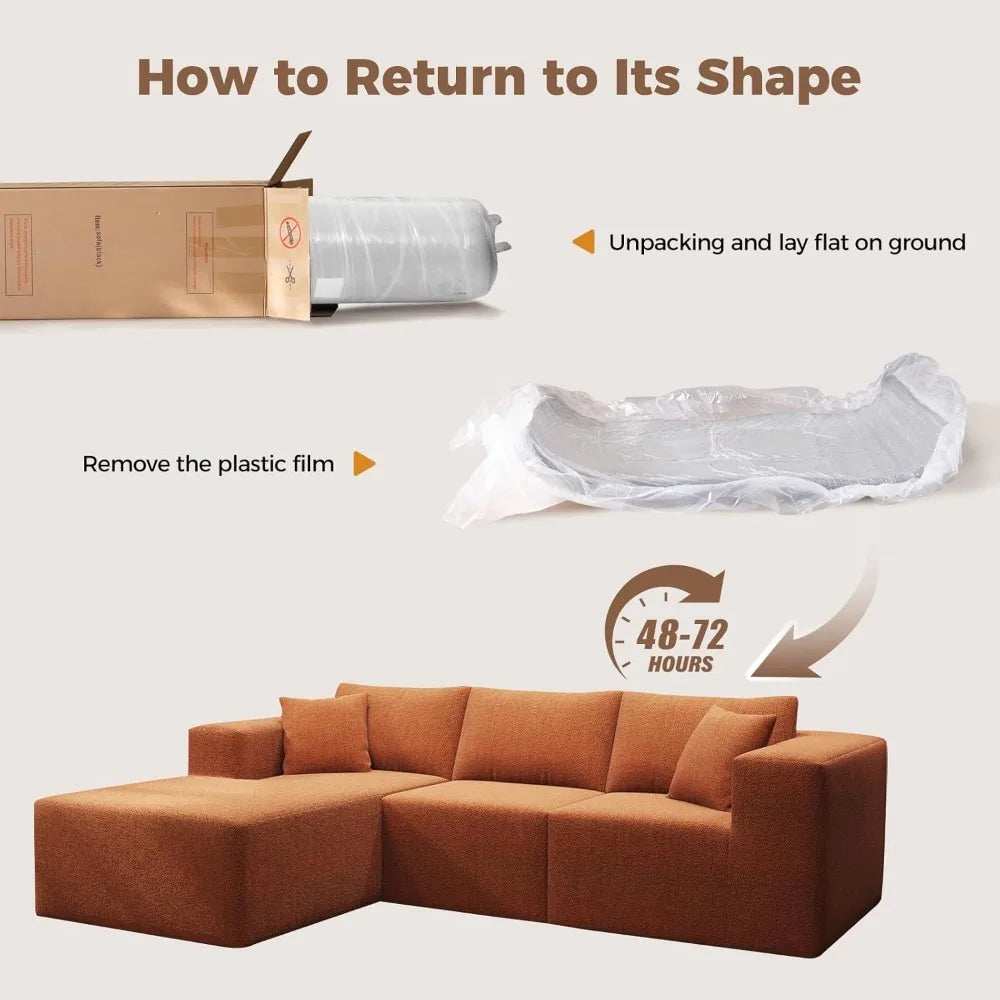 Modular Sectional Sofa – 107″ L-Shaped Cloud Couch with Chaise (4-Seater)