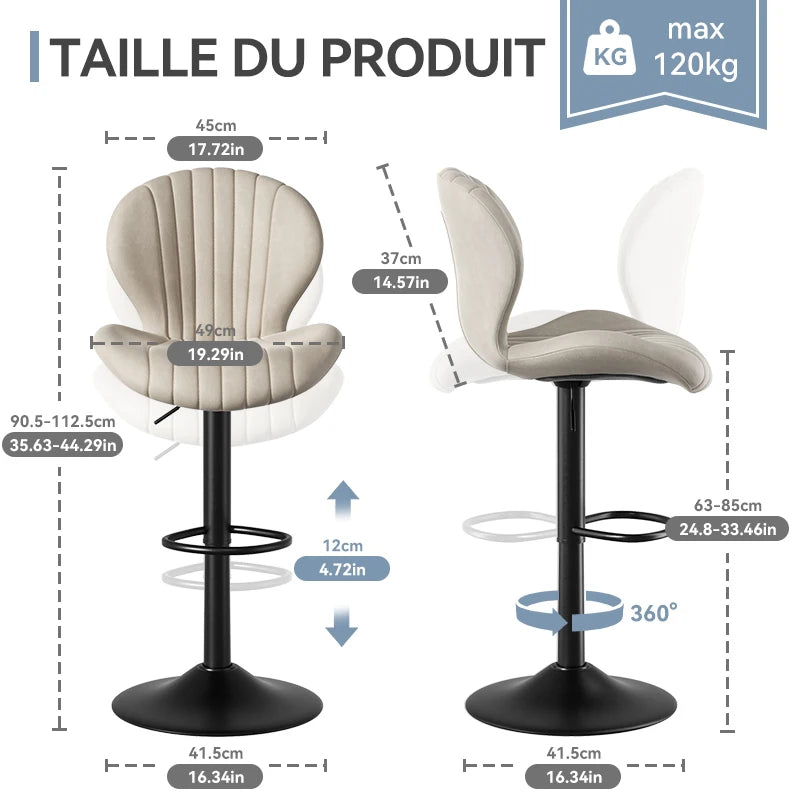 Adjustable Swivel Bar Chairs – Faux Leather Upholstered with Backrest (Set of 2)