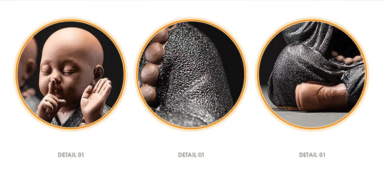 Ceramics Four Not Small Monk Statue Ceramic crafts Chinese characteristic decoration luxurious Home, Study, office accessories