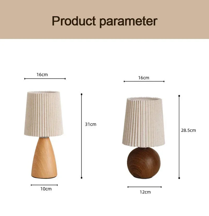 LED Table Lamp Retro Bedroom Fabric Pleated USB Study For Home Room Decor Desktop Decorative Ambiance Bedrooms Bedside Desk Lamp