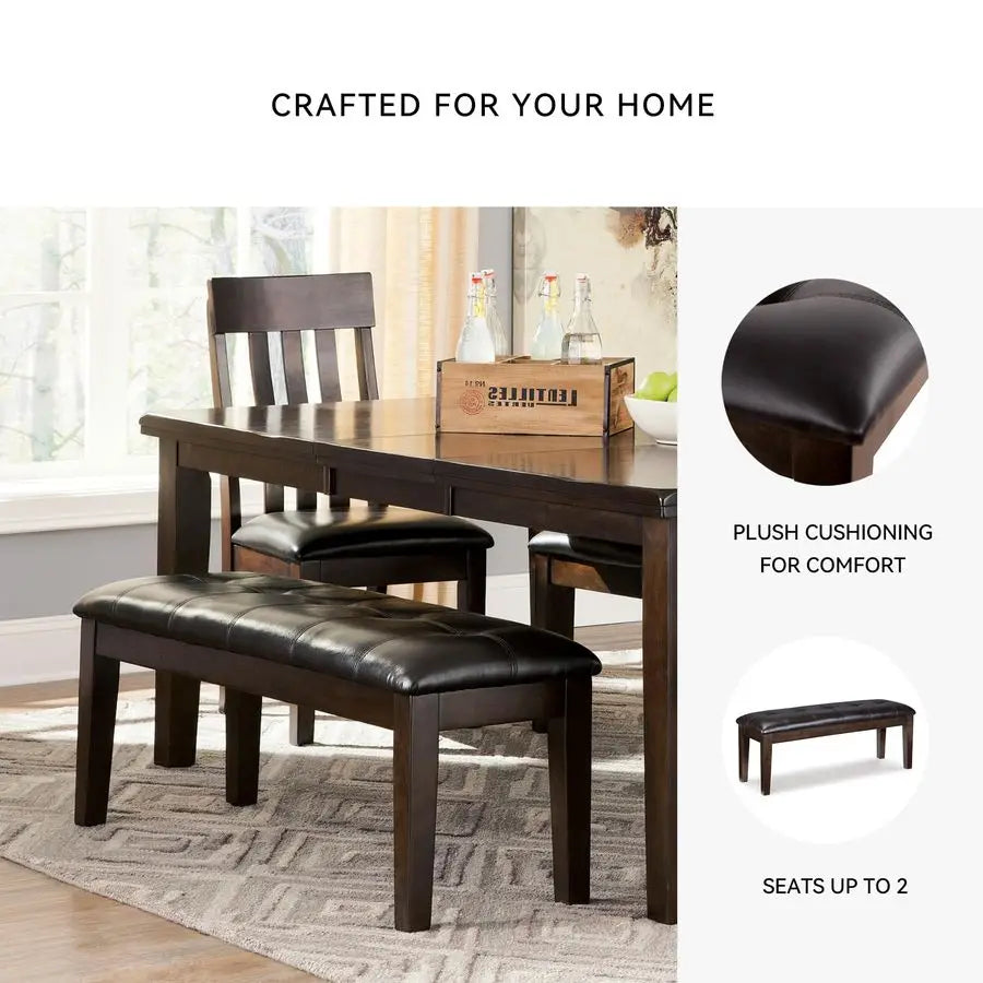 Ashley Haddigan Upholstered Dining Bench – Traditional Dark Brown