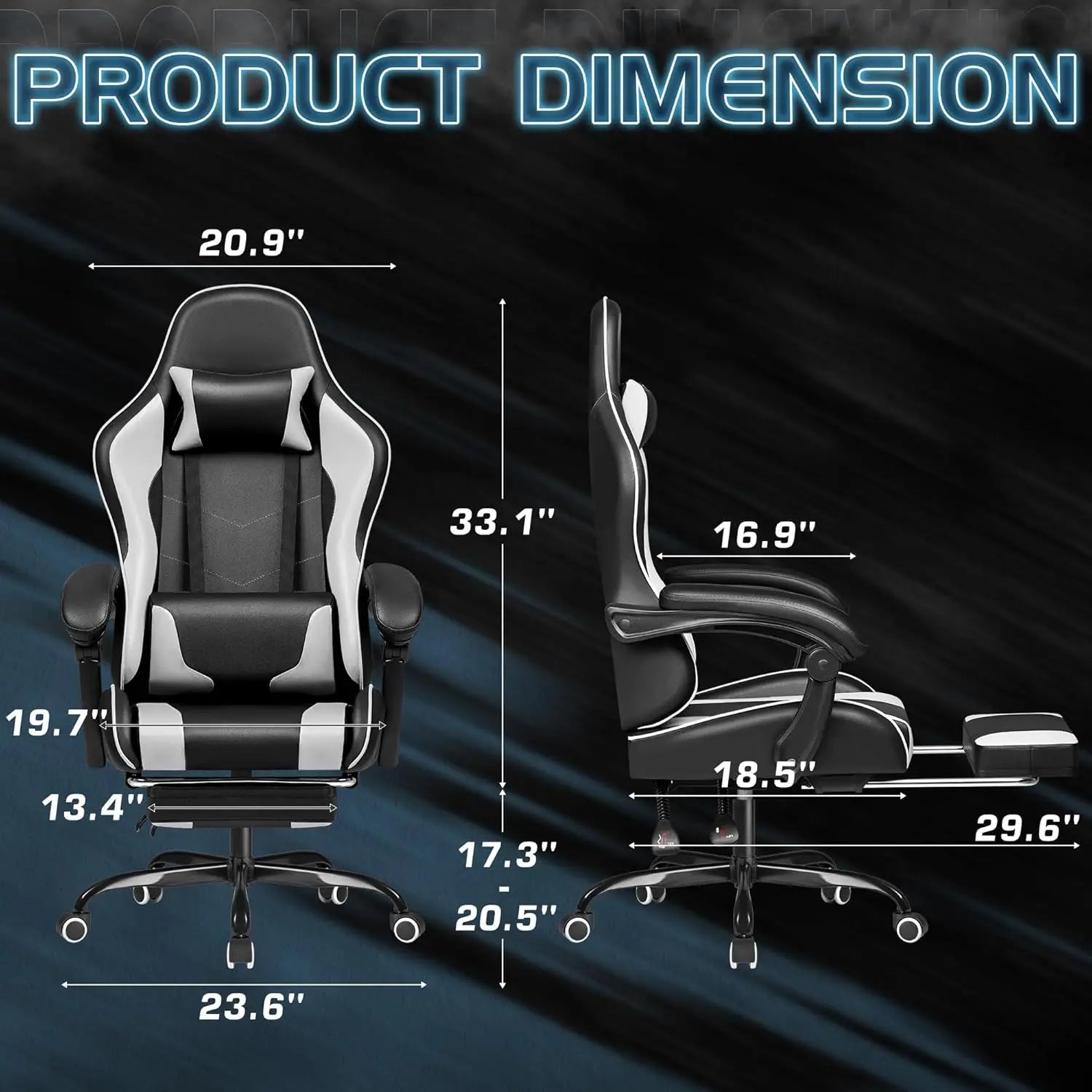 Homall Gaming Chair Video Game Chair Footrest and Massage Lumbar Support Ergonomic Computer Chair Height Adjustable Swivel Seat