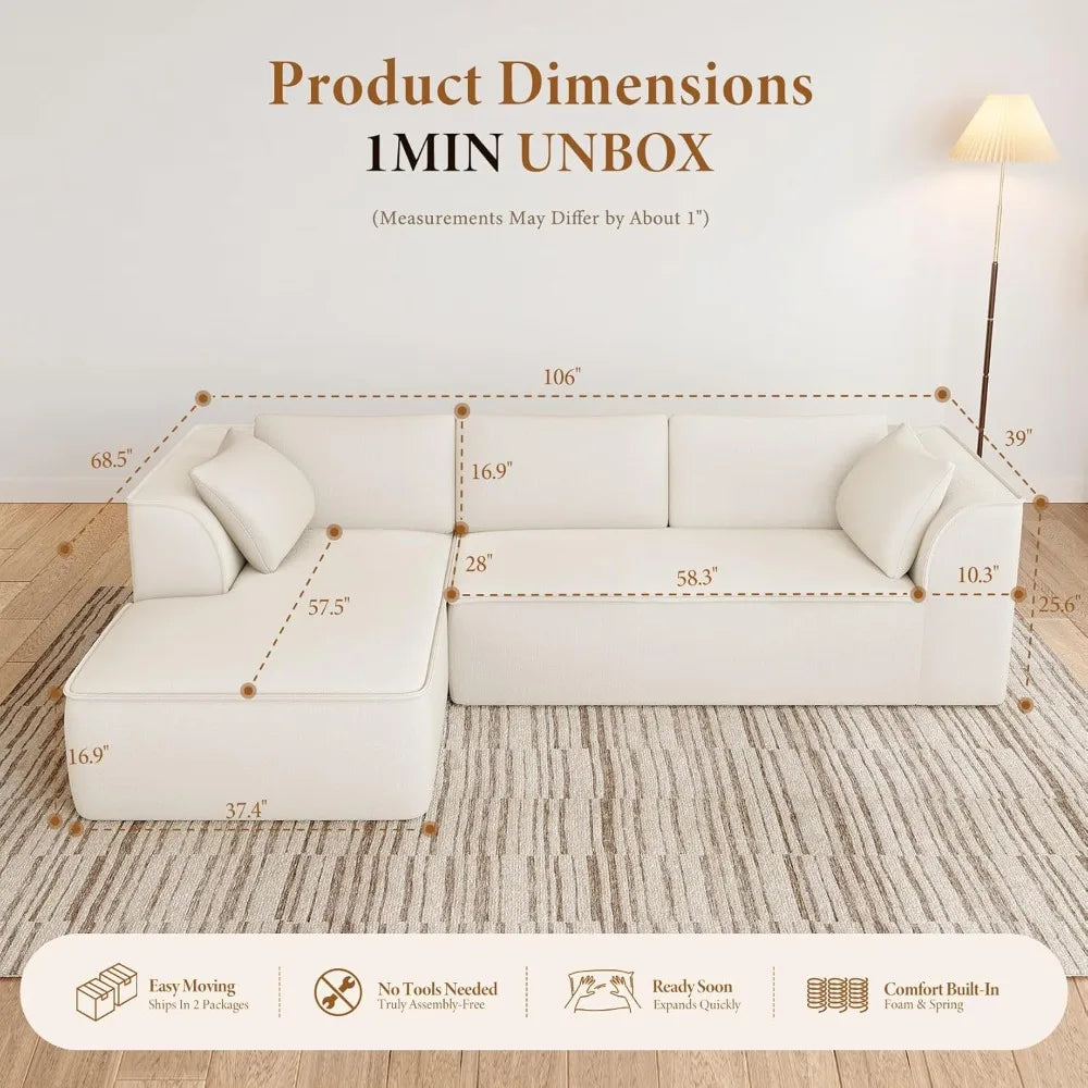 Cloud Modular Sectional Sofa – 106″ Deep Seat Chenille Couch