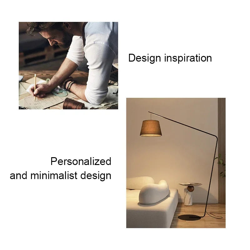 SOFEINA Nordic Black Fishing Floor Lamp Modern Family Living Room Beside The Sofa Creative LED Decorative Standing Light