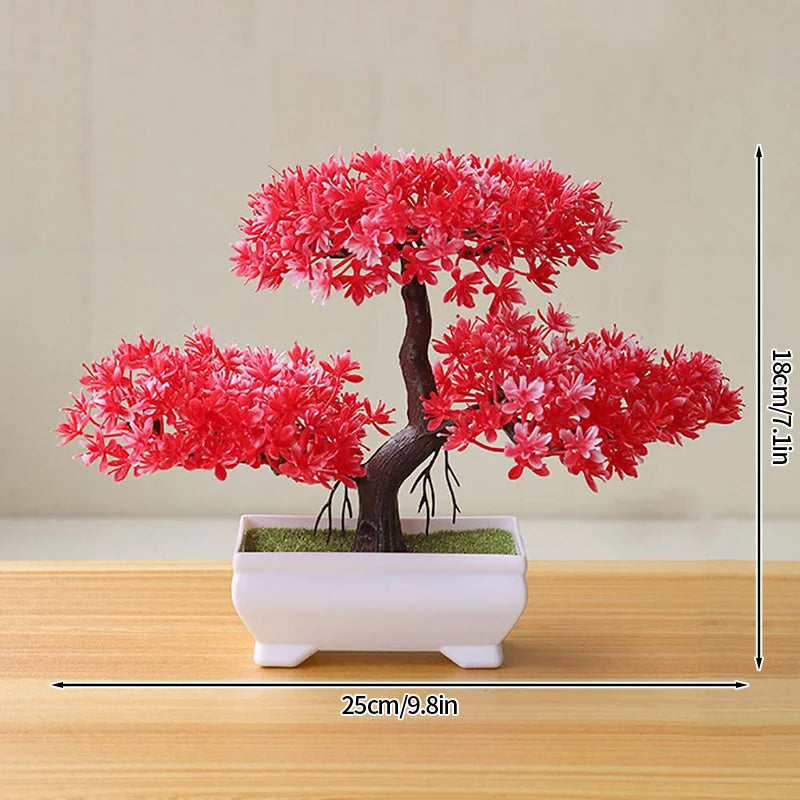 Artificial Potted Flowers Plants Bonsai Fake Plant Flower Potted Ornaments for Garden Small Simulated Tree Home Decor Supplies
