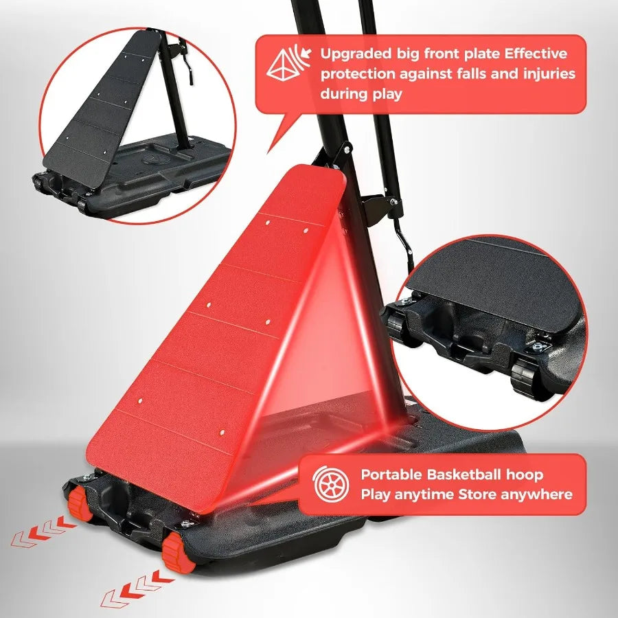 Adjustable Portable Outdoor Basketball Hoop – Stepless Height Regulation