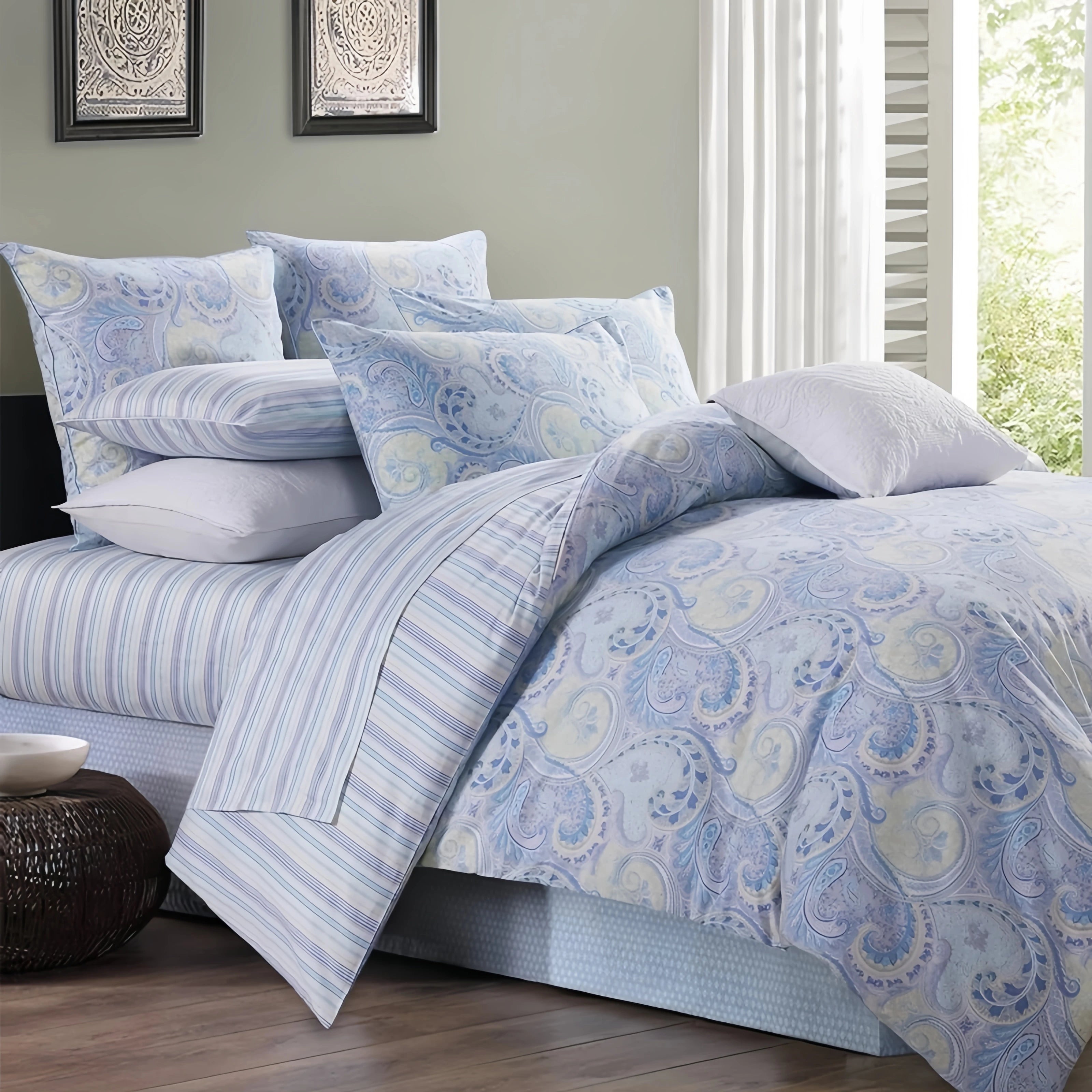 US Size Print Egyptian Cotton Bed Sheets Set, 100% Egyptian Cotton, North American country style,  Customize Size 11  To 20