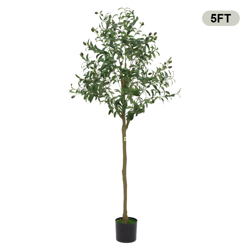 Artificial Olive Tree Faux Olive Tree 5ft/6ft/7ft Tall Artificial Tree Indoor Outdoor Potted Artificial Plants for Home Office