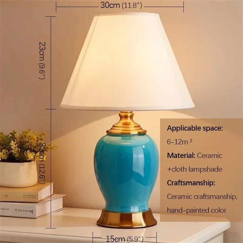 Ceramic Table Lamp LED Luxury Modern Creative Flower Pattern Desk Lights For Home Living Room Bedroom Bedside