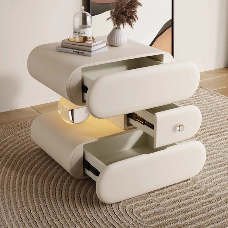 Luxury high-end Bedside tables Cream style solid wood Modern elegant Chest of drawers High end minimalism bedroom furniture