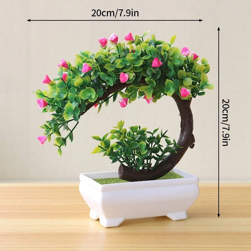 Artificial Potted Flowers Plants Bonsai Fake Plant Flower Potted Ornaments for Garden Small Simulated Tree Home Decor Supplies
