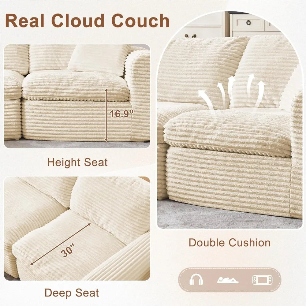 108” Modular Sectional Sofa Couches L Shaped Couch 3 Seater Cloud Sofa Memory Foam Sectional Couches for Living Room, Boneless