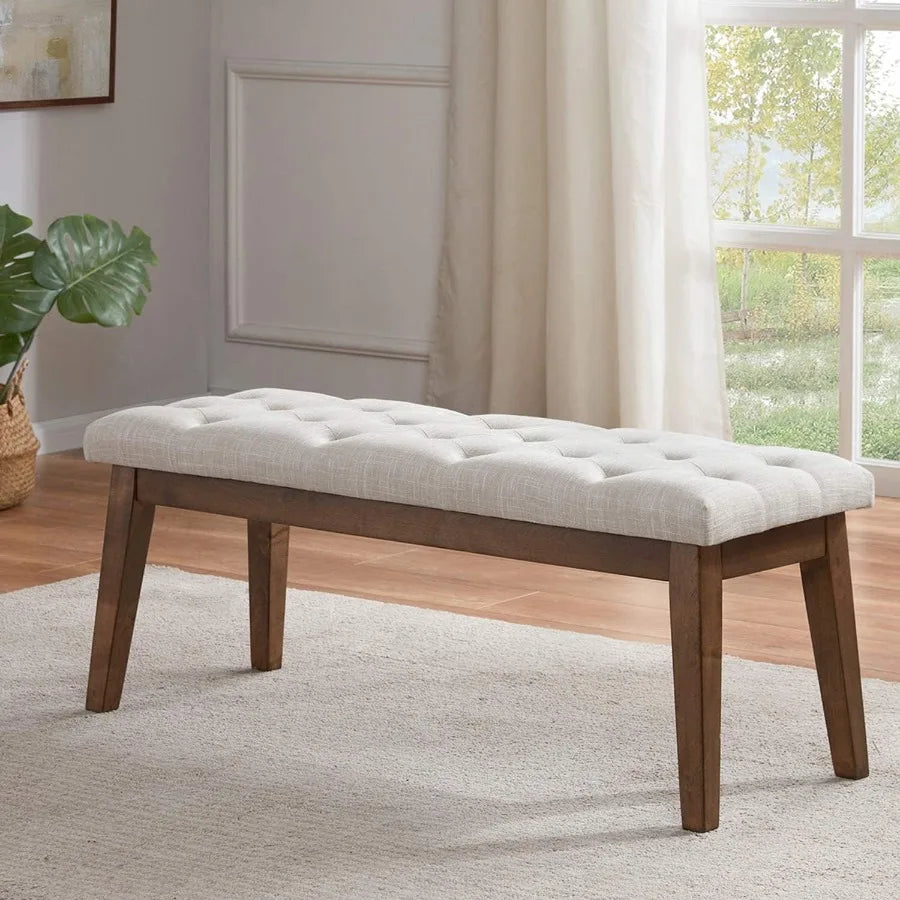 Upholstered End-of-Bed Bench – Button-Tufted Ottoman Dining Seat