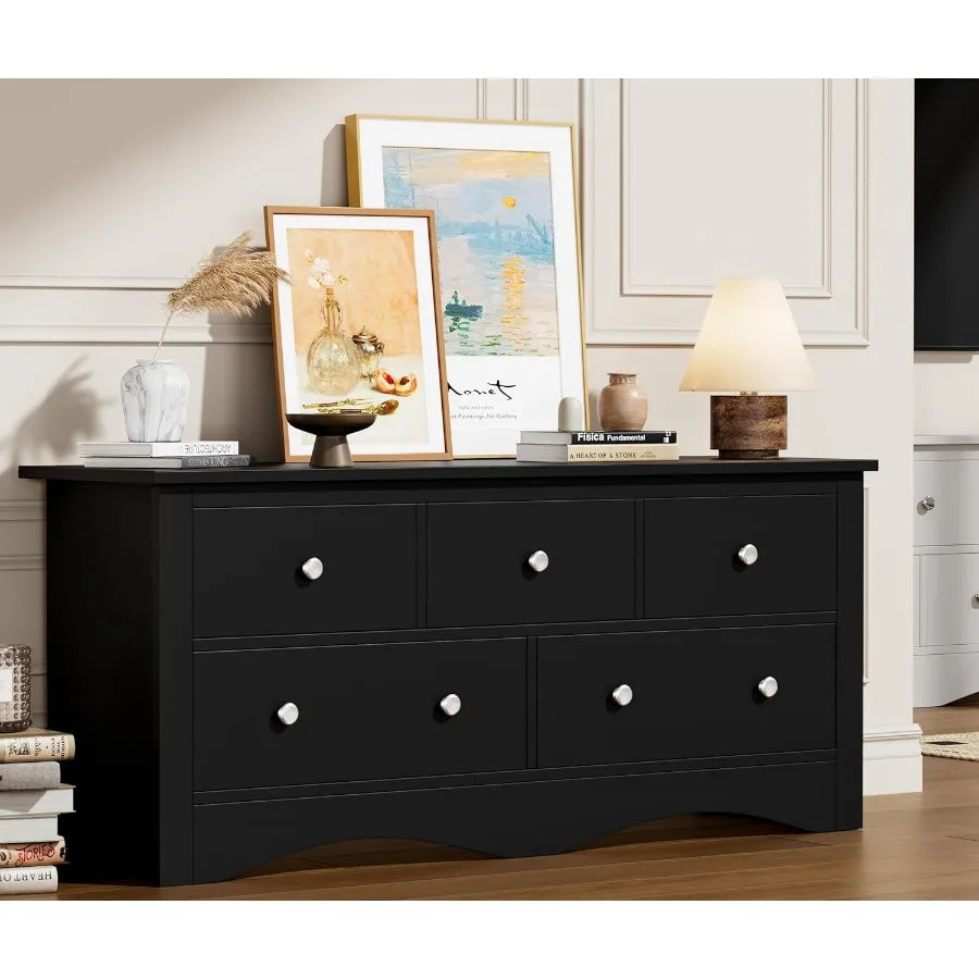 5-Drawer Dresser for Bedroom with Wide Chest of Drawers Design Ideal Storage Organizer for Closet and Hallway Durable