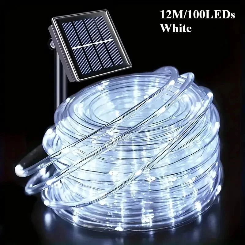 LED Solar String Lights Garden Waterproof Tube Rope Lamp Christmas Garland Fairy Lights For Outdoor Holiday Decoration Lighting