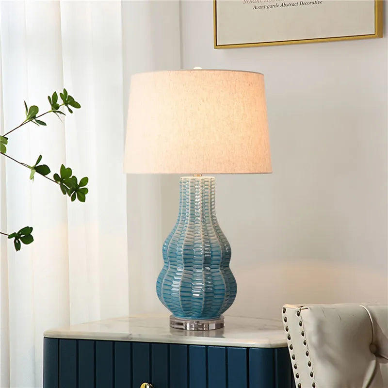 Contemporary Luxury Ceramic Table Lamp LEDAmerican Retro Creativity Living Room Bedroom Study Villa Hotel Bedside Desk Light