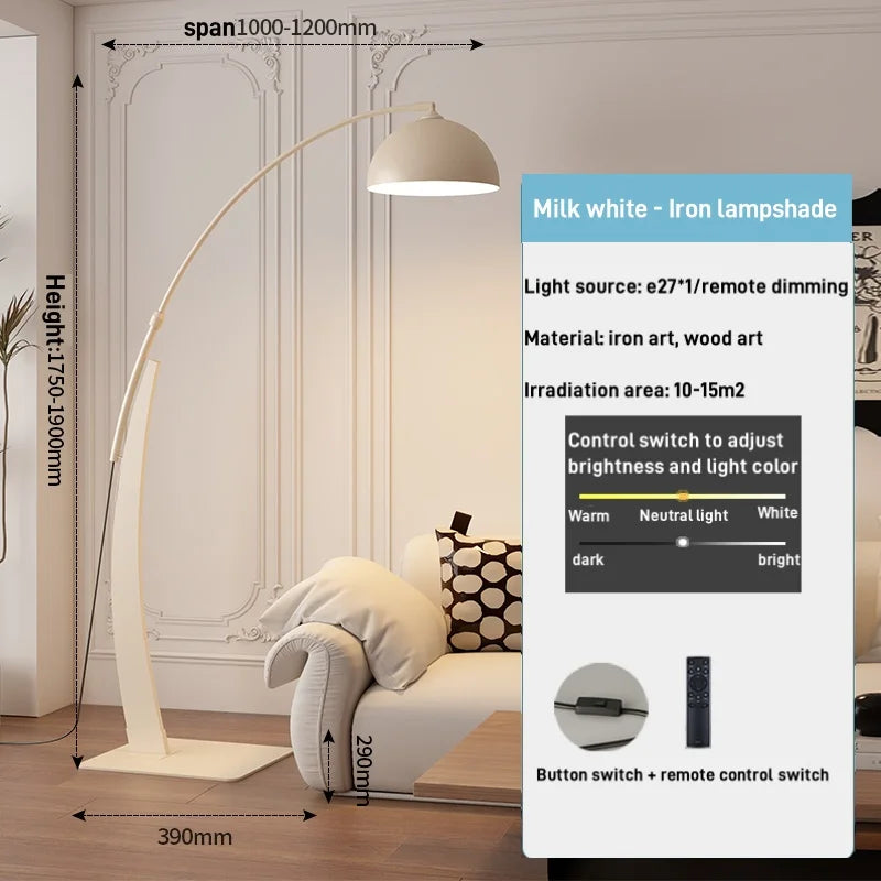 Living Room Floor Lamp Sofa Vintage Bedroom Study High-End Feel Light Luxury Fishing Lamp Home Decoration Standing LED Lighting