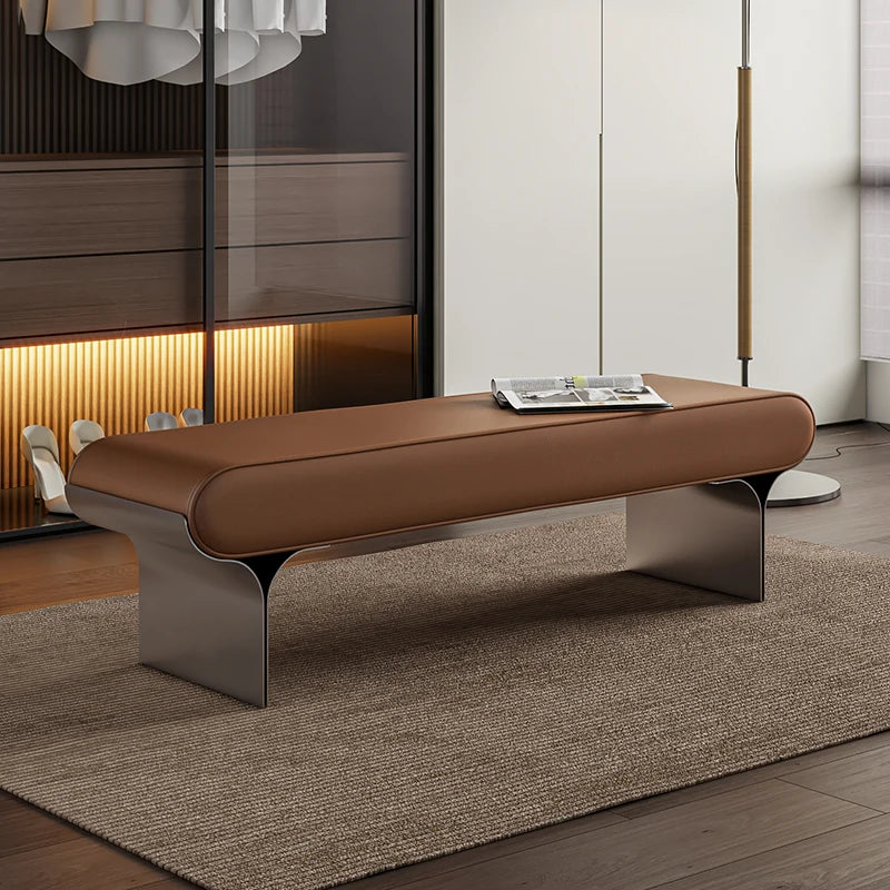 Leather Modern Entryway Bench – Minimalist Upholstered Accent Bench