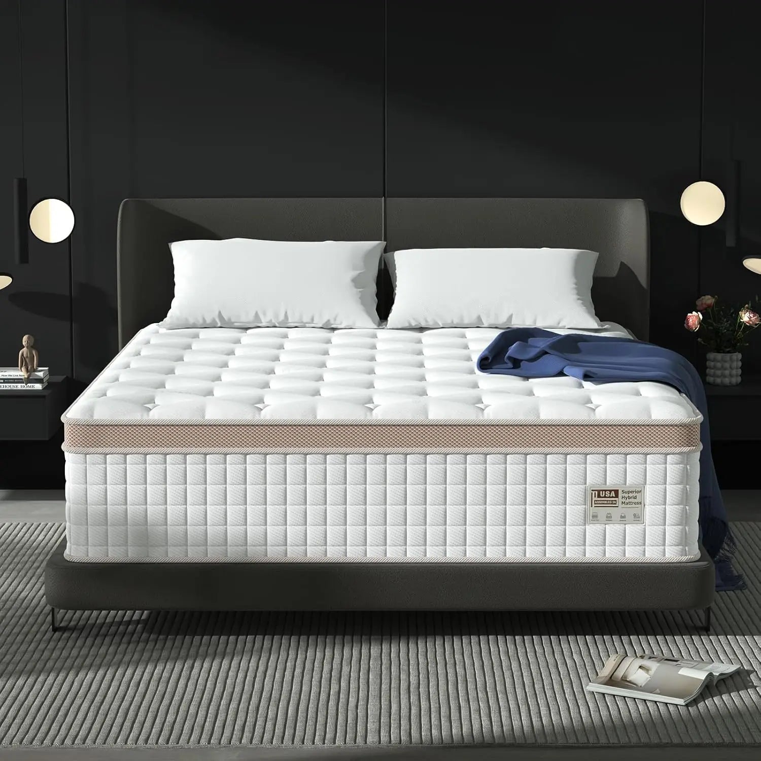 BedStory 14'' Full/King/Queen Size Mattress, Luxury Hybrid Mattress, Gel Memory Foam & Pocket Springs, Manufactured in USA
