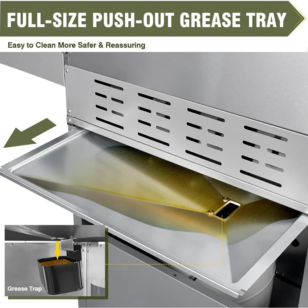 68,000 BTU 5 Burner Propane Gas Grill with Side Burner-Professional-Grade Stainless Steel Outdoor BBQ Grill-647 sq in Cooking Sp