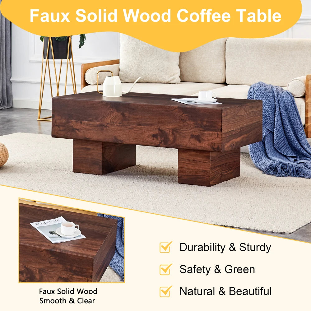 Modern Light Wood Coffee Table – Simple Rectangular Tea & Sofa Table