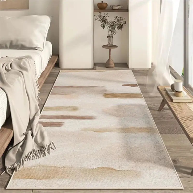 VIKAMA French Crystal Velvet Carpet, Cream Style Living Room Coffee Table Rug, Bedroom Bedside Rug, Home Decoration