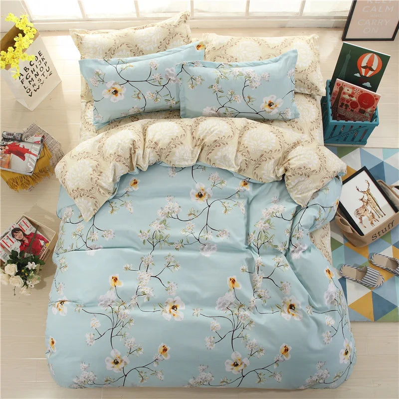 1Pc Ins Style Aloe Vera Cotton Quilt Cover Set Pillowcase Suitable for Bedroom Apartment, Suitable for All Seasons, Skin-Friendly and Comfortable 150/180/200cm(1Pc Quilt Cover + 2Pc Pillowcase)