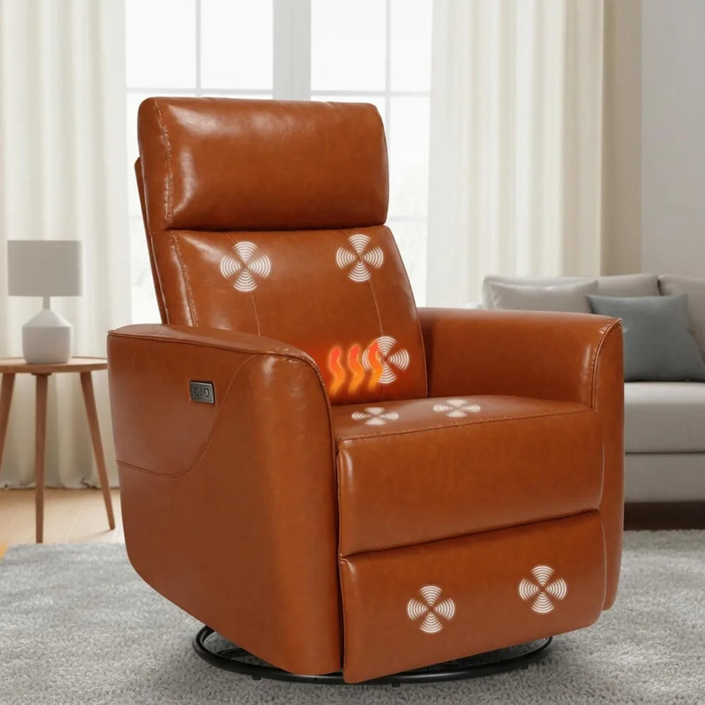 Power Recliner Chair, Swivel Recliner Chair for Adults, Glider Recliner Nursery Chair with Massage and Heat