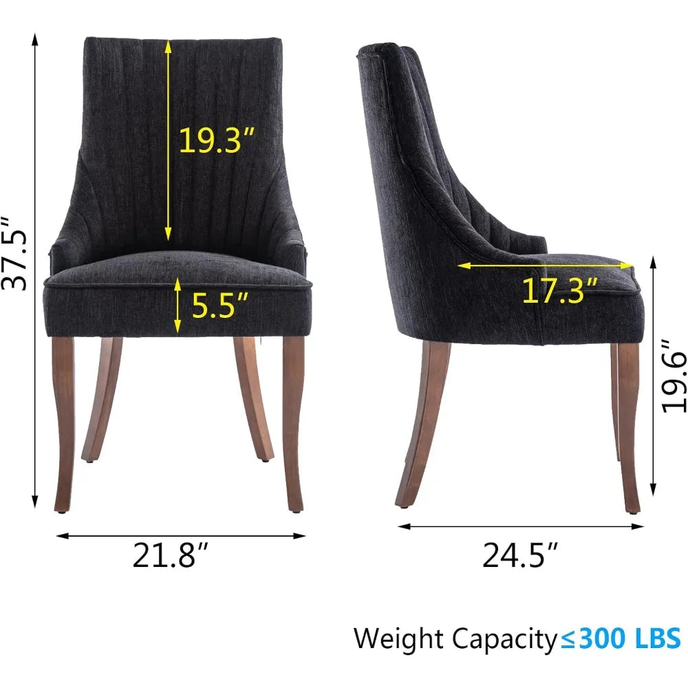 Channel-Tufted Accent Chairs – Set of 2 Upholstered Fabric Armchairs