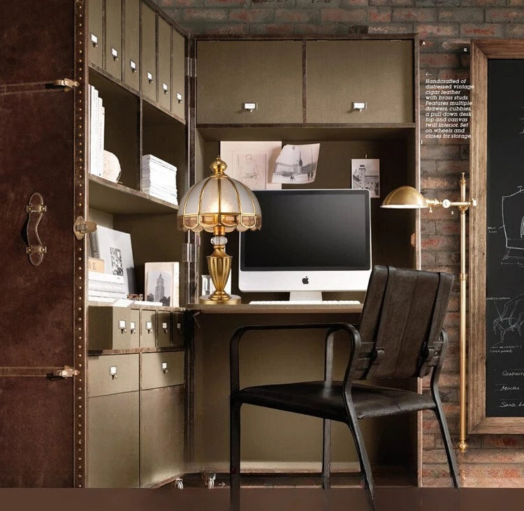 European Modern Brass Luxury Gold Glass Table Lamp LED for Living Room Study Bedroom Retro Decorative Bedside Lamp Decor Home