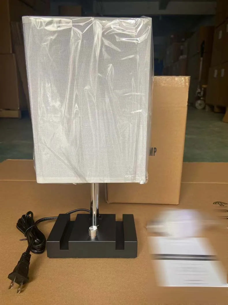 Fully Dimmable Bedside Lamps for Bedroom with Two Phone Stands,Wooden Desk Lamp for Table Living Room Reading Light Home Decor