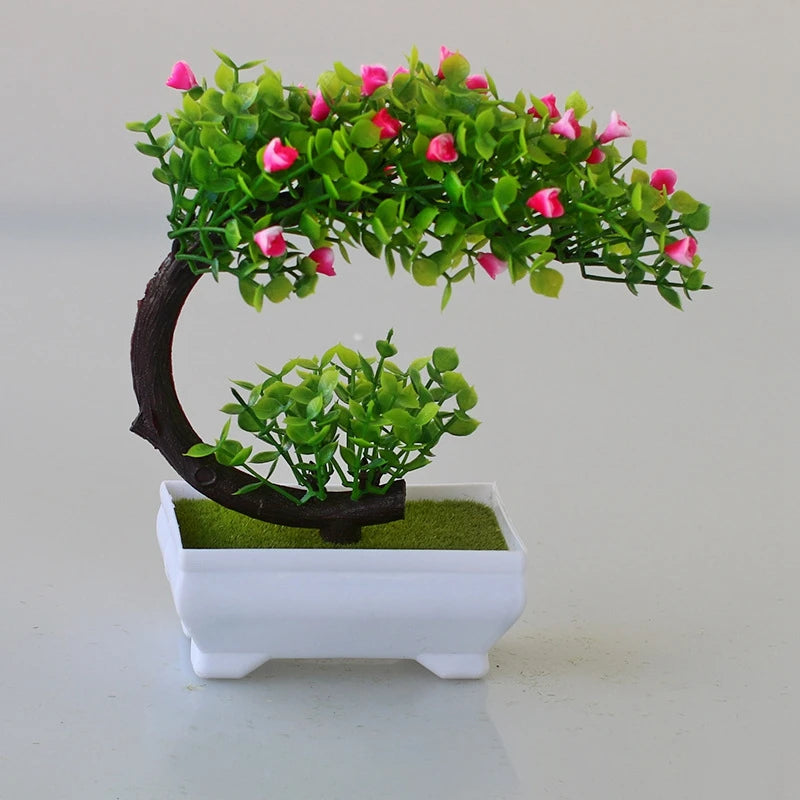 Artificial Potted Flowers Plants Bonsai Fake Plant Flower Potted Ornaments for Garden Small Simulated Tree Home Decor Supplies