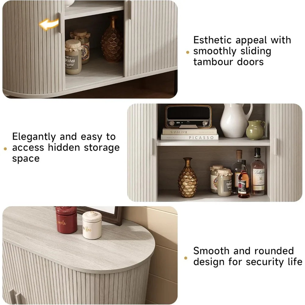 Modern Sideboard Buffet Cabinet with Sliding Door, Storage, and Adjustable Shelves for Contemporary Coffee Bar Console