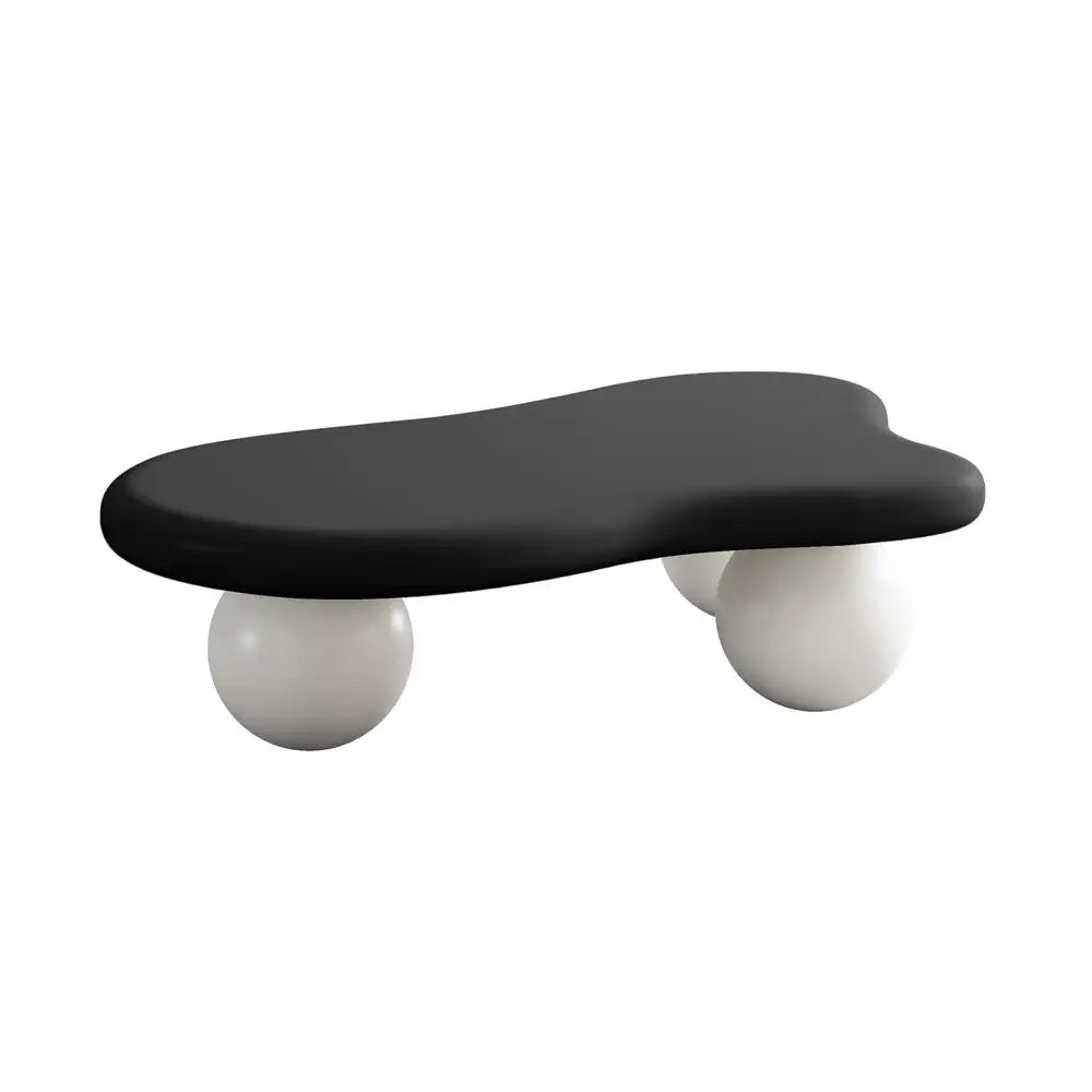 Cloud Shaped Coffee Table – 40” Modern Irregular Accent Table with White Ball Legs