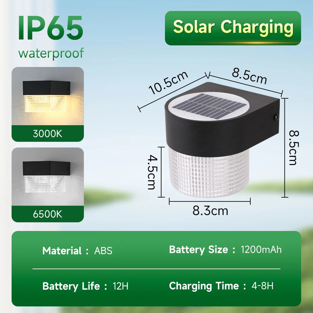 Solar Wall Lamp Outdoor Warm Light Waterproof Up And Down Luminous Lighting Balcony Yard Garden Decoration Lights Exterior Wall