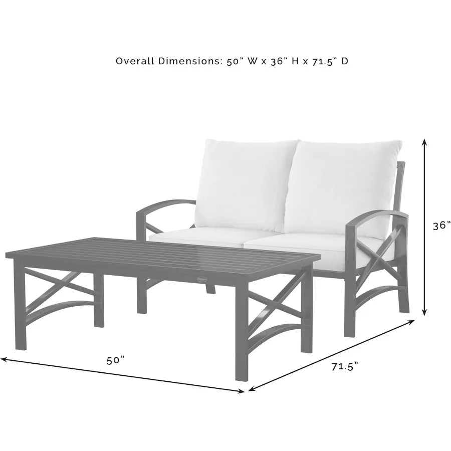 2 Piece Outdoor Coffee Table and Loveseat Patio Furniture Set for Porch Deck Oiled Bronze with Mist Cus