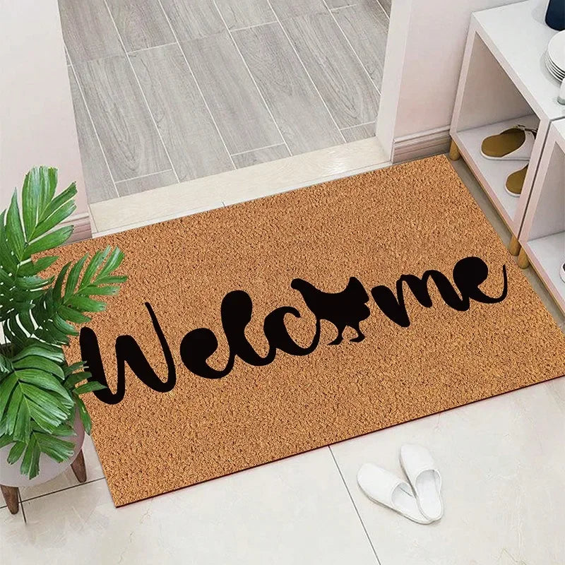 Welcome Inspired Patterned Door Mat Artistic Elegant Print Mat Non Slip Floor Mat For Entryway Doorstep Home Decor