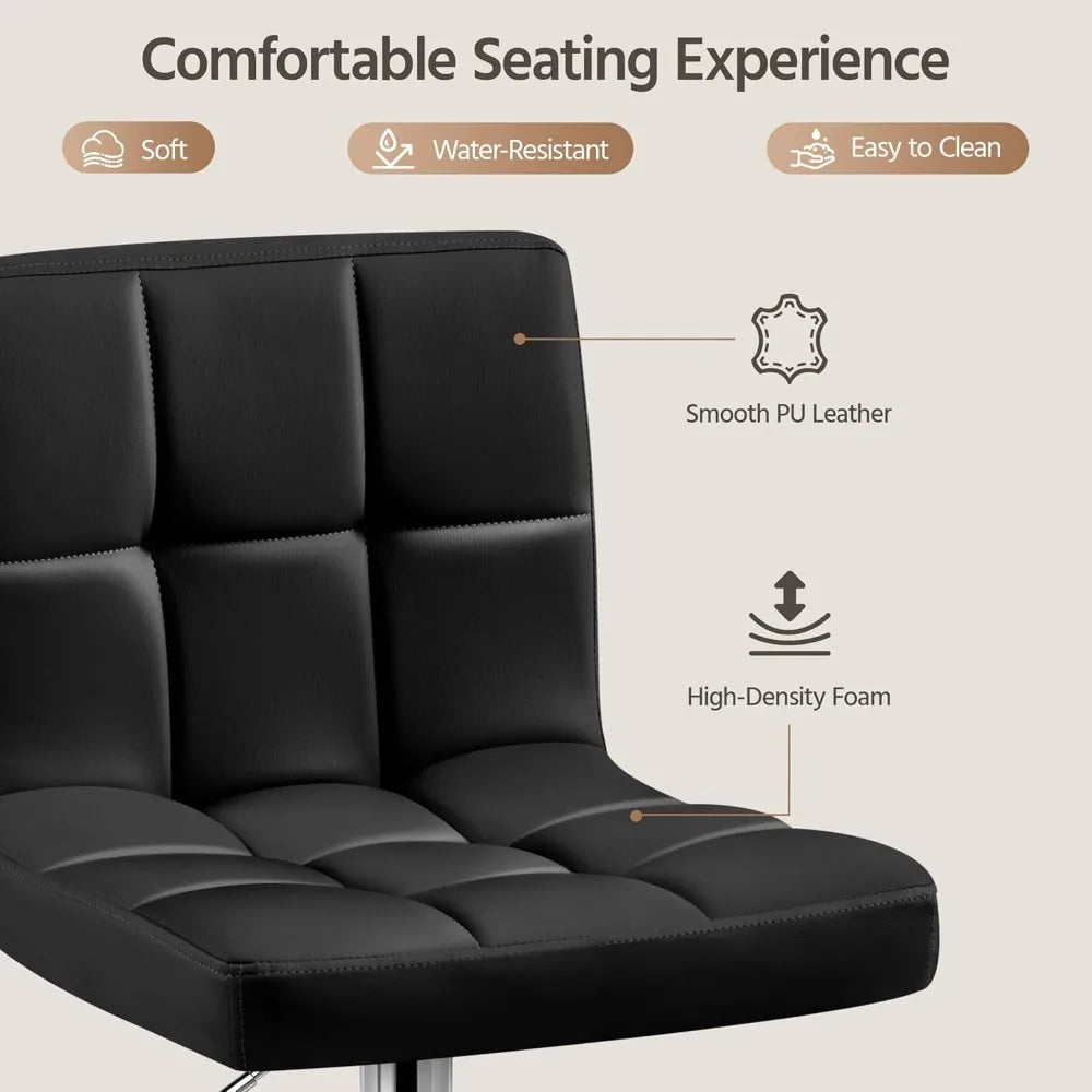 PU Leather Swivel Bar Stools – Height Adjustable Counter Chairs with Back (Set of 4)