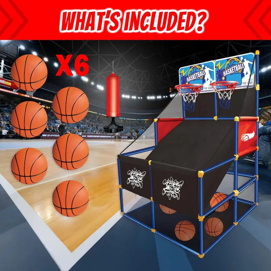 2-in-1 Dual Shot Basketball Game Set – Indoor Carnival Game for Kids