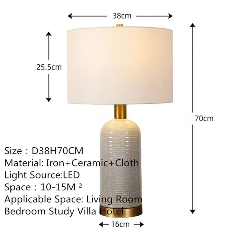 Contemporary Luxury Ceramic Table Lamp LEDAmerican Retro Creativity Living Room Bedroom Study Villa Hotel Bedside Desk Light