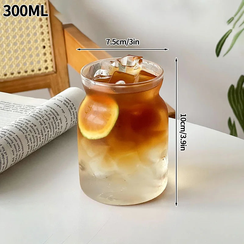 Ins Glass Cup High Borosilicate Tumbler Drinkware Milk Tea Cups Juice Coffee Mug Latte Glass Heat-resistant Stripe Water Glasses