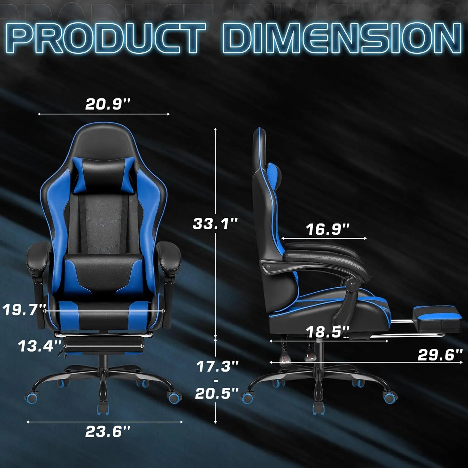 Homall Gaming Chair Video Game Chair Footrest and Massage Lumbar Support Ergonomic Computer Chair Height Adjustable Swivel Seat